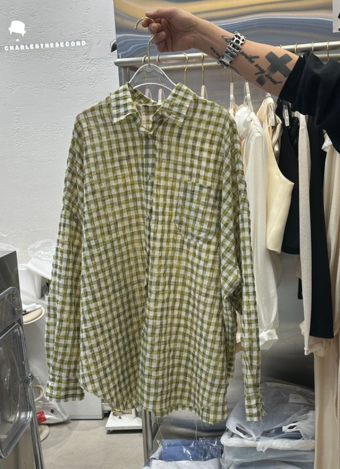 CHARLES THE SECOND韓國㊣直郵東大門代購女裝新品時尚襯衫蕾絲衫CHARLES THE SECOND/CHEAP-CHIC襯衫/蕾絲衫圖色1
