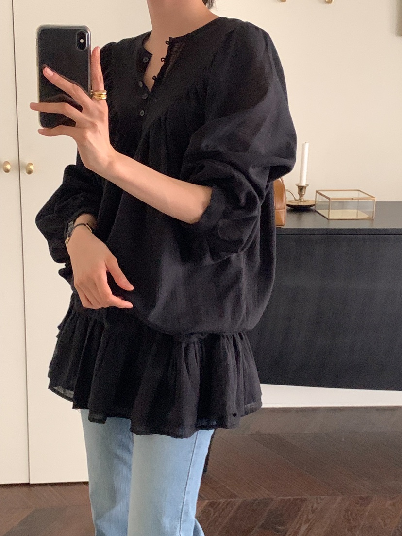 FRILL-T韓國直郵㊣東大門實拍女裝新品人氣職業襯衫蕾絲衫FRILL-T襯衫/蕾絲衫