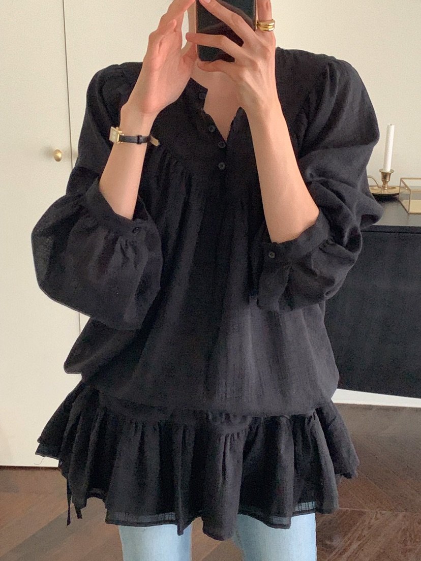 FRILL-T韓國直郵㊣東大門實拍女裝新品人氣職業襯衫蕾絲衫FRILL-T襯衫/蕾絲衫圖色2