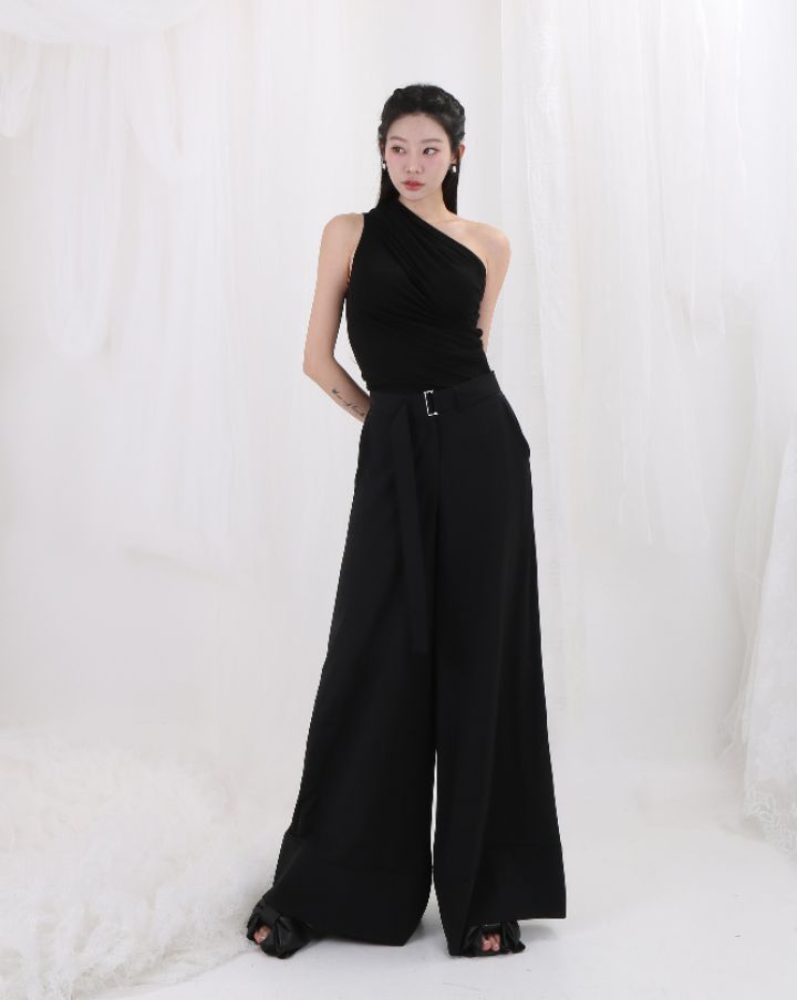 CHARLES THE SECOND直郵韓國代購㊣女裝新款熱賣休閑褲含腰帶皮褲CHARLES THE SECOND/CHEAP-CHIC休閑褲