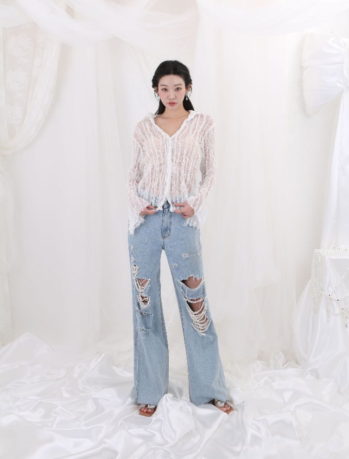 CHARLES THE SECOND直郵韓國代購㊣女裝新品時尚襯衫蕾絲衫CHARLES THE SECOND/CHEAP-CHIC襯衫/蕾絲衫