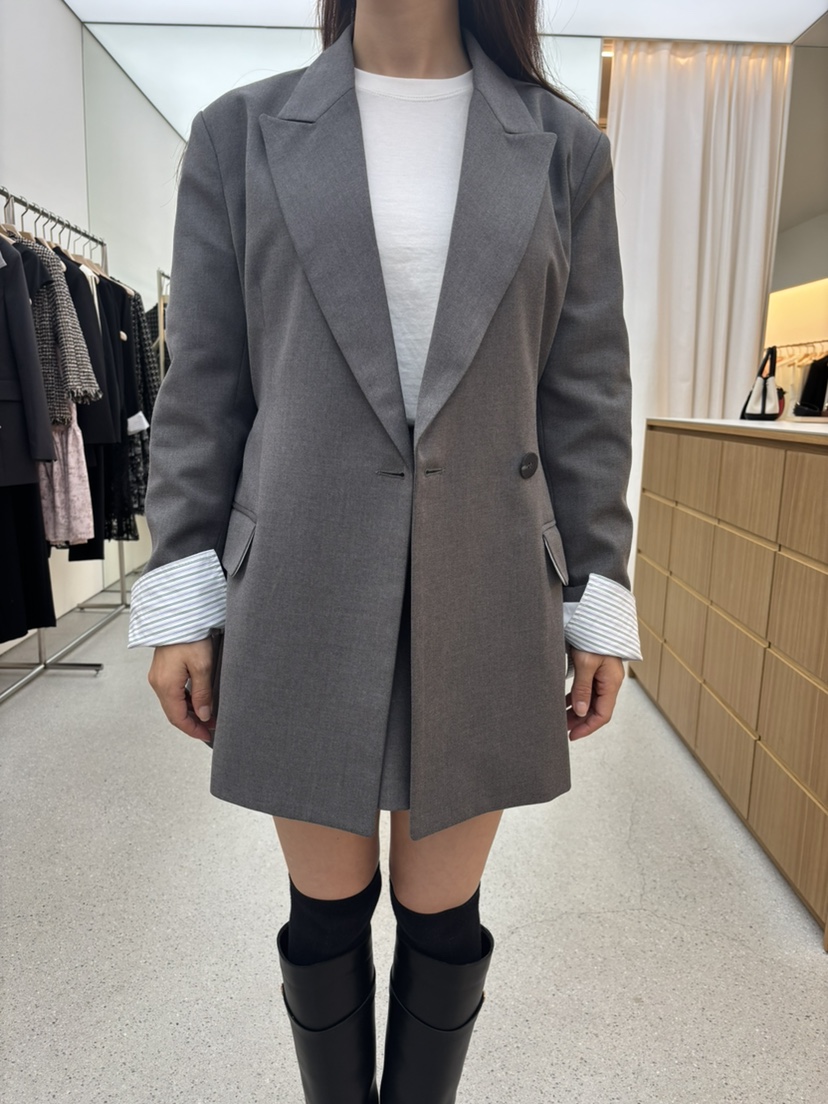 JUJU韓國直郵㊣女裝新品職業推薦熱賣人氣時尚休閑夾克含腰繩JUJU夾克圖色2