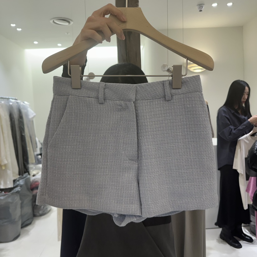 AVECNOUS直郵韓國代購㊣女裝新款職業25春夏人氣短褲粗花呢AVECNOUS短褲圖色2