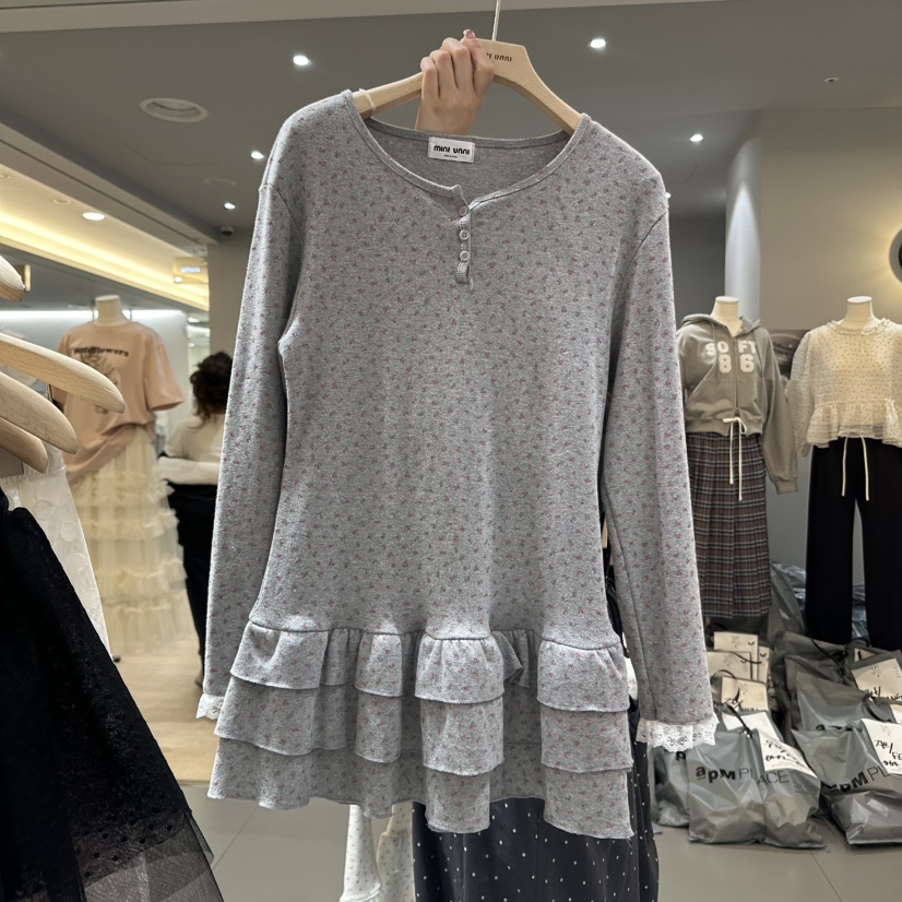 MINI UNNI直郵韓國代購㊣女裝新品推薦職業熱賣休閑長袖T恤MINI UNNI長袖T恤圖色2