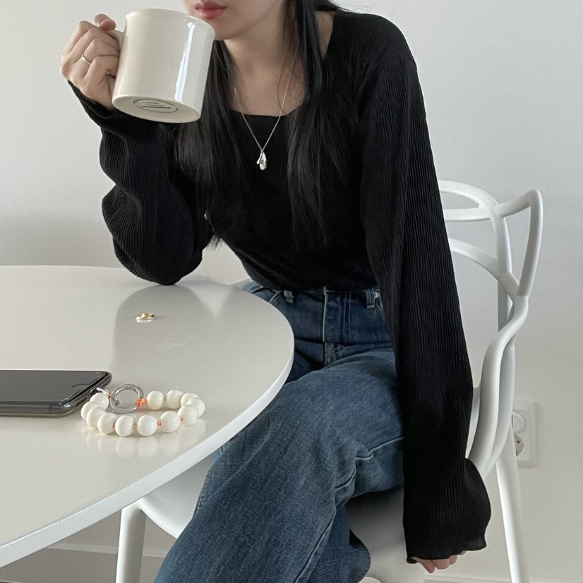 ALLVIBE韓國㊣直郵東大門代購女裝新品時尚職業推薦長袖T恤ALLVIBE長袖T恤圖色2