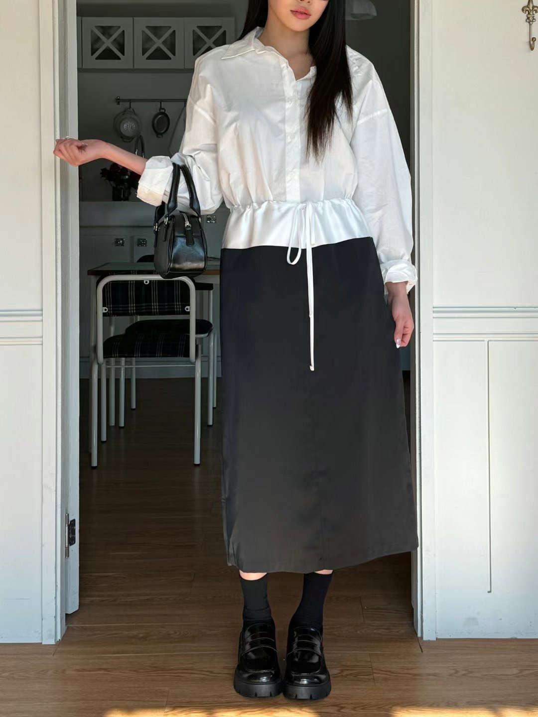 POPO韓國直郵㊣東大門實拍女裝新款休閑時尚職業熱賣25春夏長裙POPO長裙