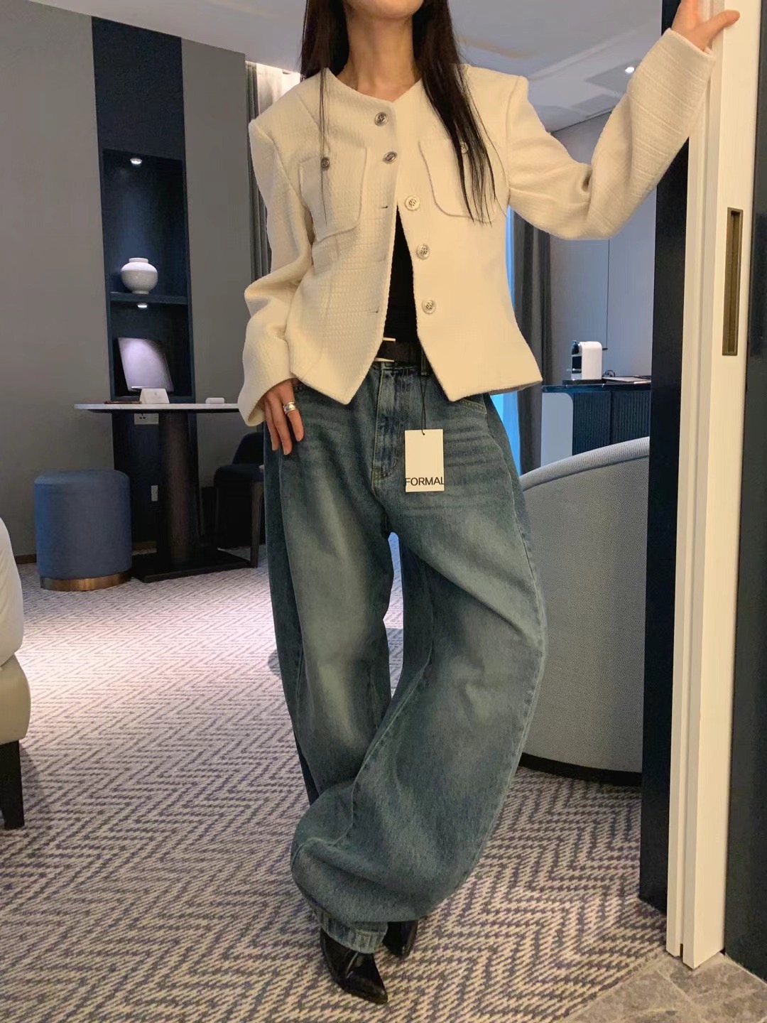 FORMAL韓國㊣直郵東大門代購女裝新款時尚職業休閑25春夏牛仔褲FORMAL牛仔褲