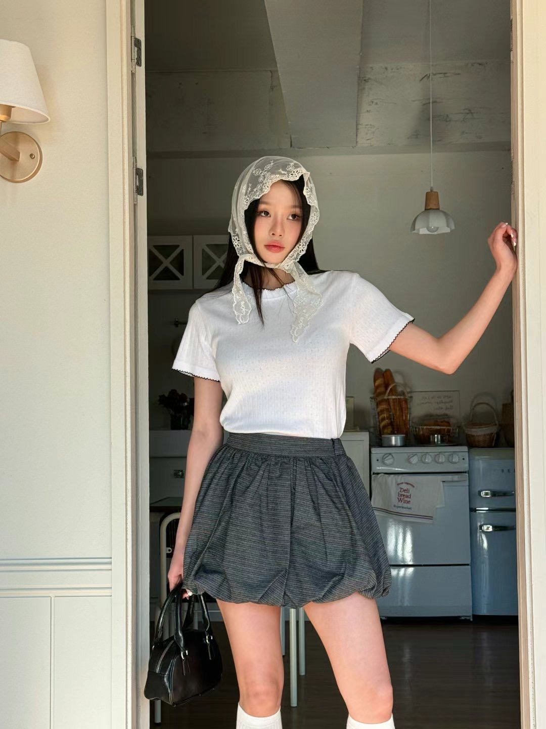POPO韓國㊣直郵東大門代購女裝新品職業時尚25春夏推薦短裙POPO短裙