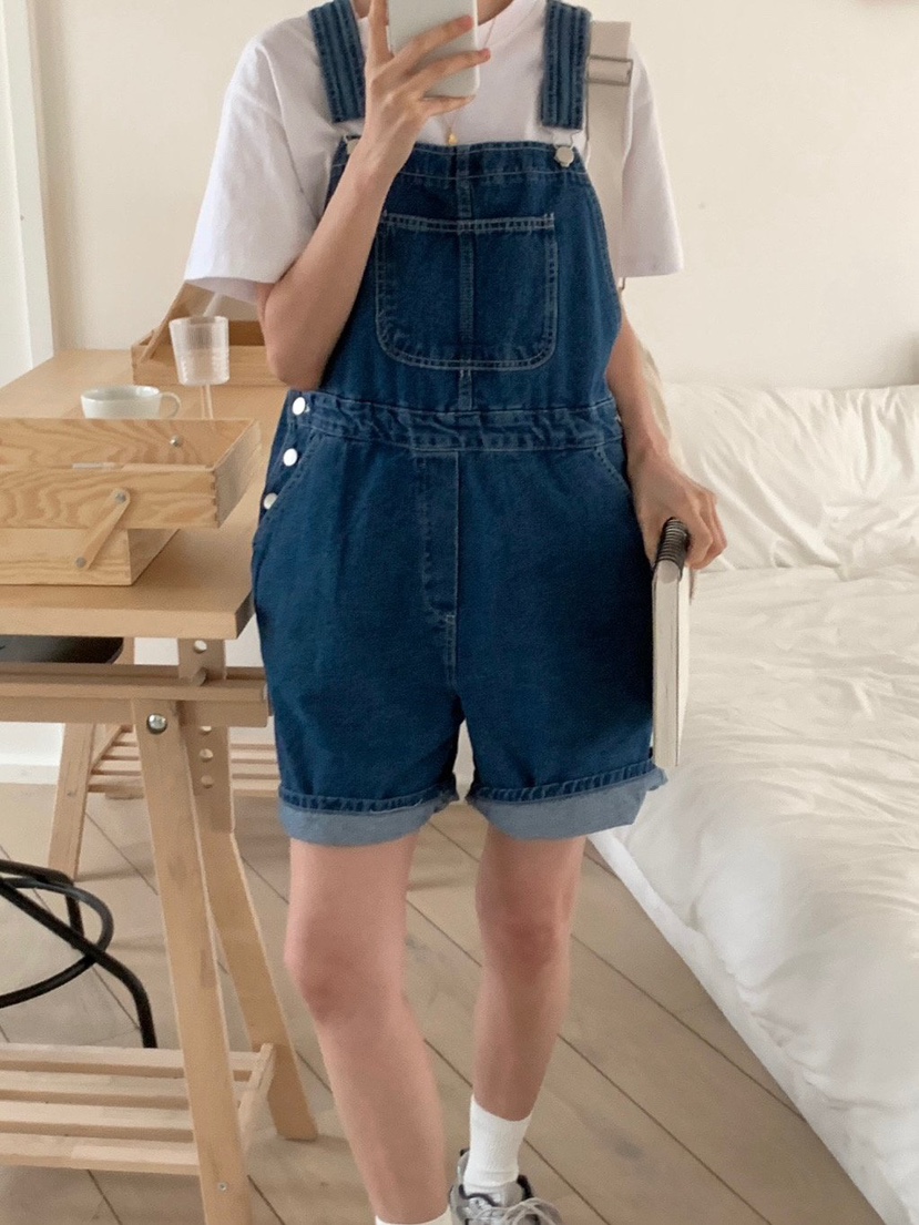 WOOD直郵韓國代購㊣女裝新款推薦職業休閑25春夏背帶褲工裝褲WOOD背帶褲