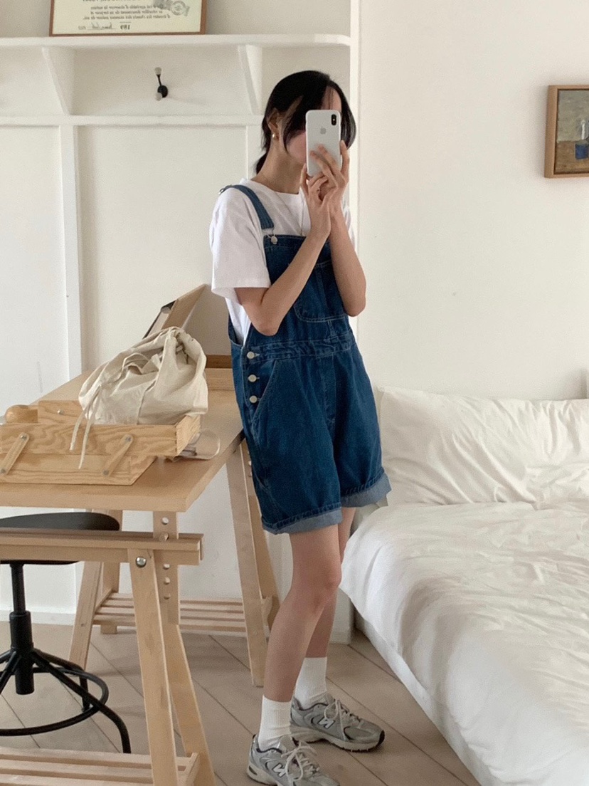 WOOD直郵韓國代購㊣女裝新款推薦職業休閑25春夏背帶褲工裝褲WOOD背帶褲