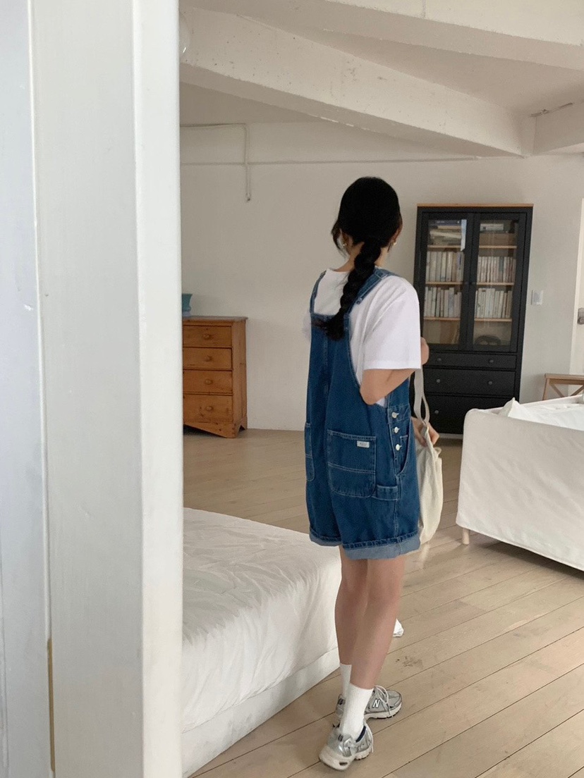 WOOD直郵韓國代購㊣女裝新款推薦職業休閑25春夏背帶褲工裝褲WOOD背帶褲