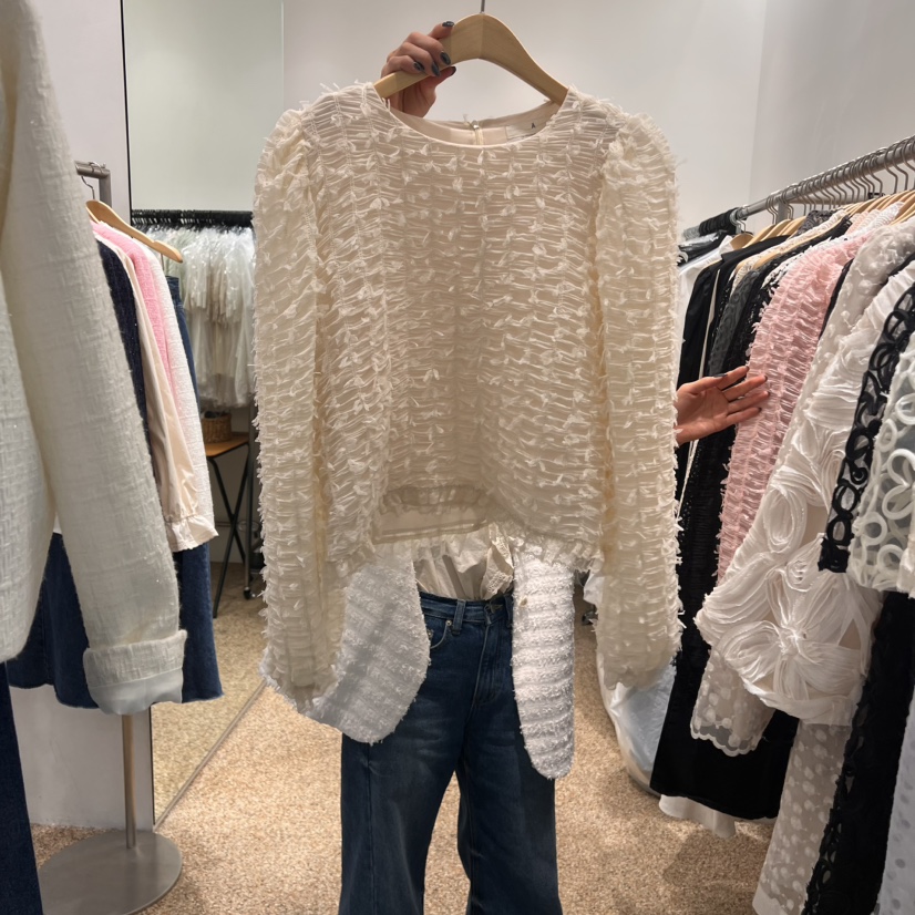 A直郵韓國代購㊣女裝新品時尚休閑熱賣職業推薦25春夏襯衫蕾絲衫A STORE襯衫/蕾絲衫