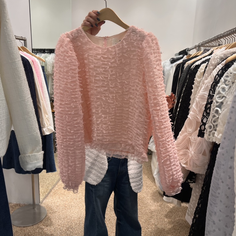 A直郵韓國代購㊣女裝新品時尚休閑熱賣職業推薦25春夏襯衫蕾絲衫A STORE襯衫/蕾絲衫圖色2