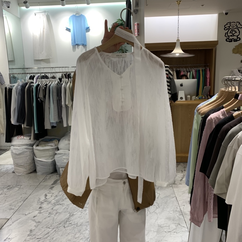 ADELINE韓國㊣直郵東大門代購女裝新品職業休閑時尚襯衫蕾絲衫ADELINE襯衫/蕾絲衫