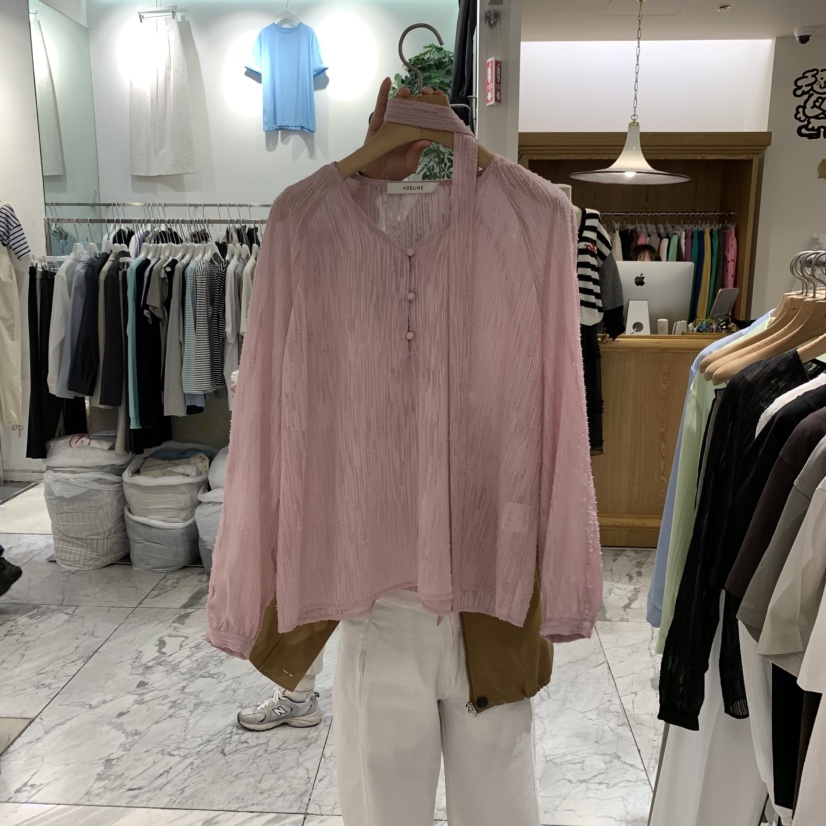 ADELINE韓國㊣直郵東大門代購女裝新品職業休閑時尚襯衫蕾絲衫ADELINE襯衫/蕾絲衫圖色2