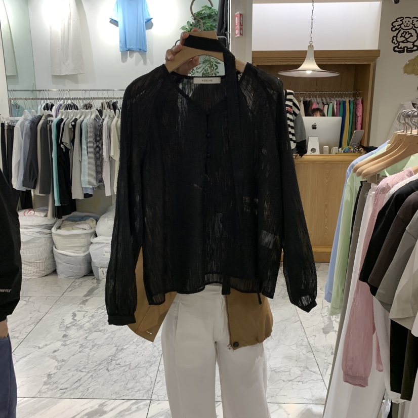 ADELINE韓國㊣直郵東大門代購女裝新品職業休閑時尚襯衫蕾絲衫ADELINE襯衫/蕾絲衫圖色3