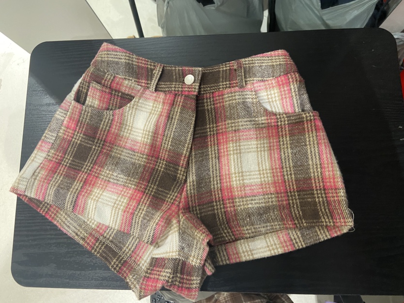 KIKI韓國直郵㊣東大門實拍女裝新品職業休閑時尚熱賣短褲格紋KIKI短褲