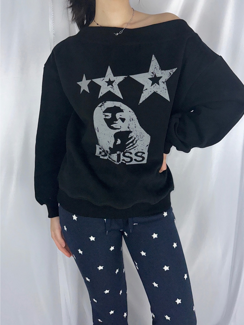 KIKI直郵韓國代購㊣女裝新款時尚人氣休閑職業熱賣衛衣復古KIKI衛衣圖色2