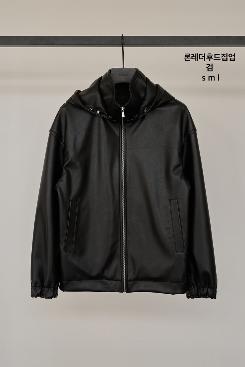 BLOSSOM韓國直郵㊣女裝新品25春夏時尚職業休閑皮衣皮革連帽BLOSSOM皮衣