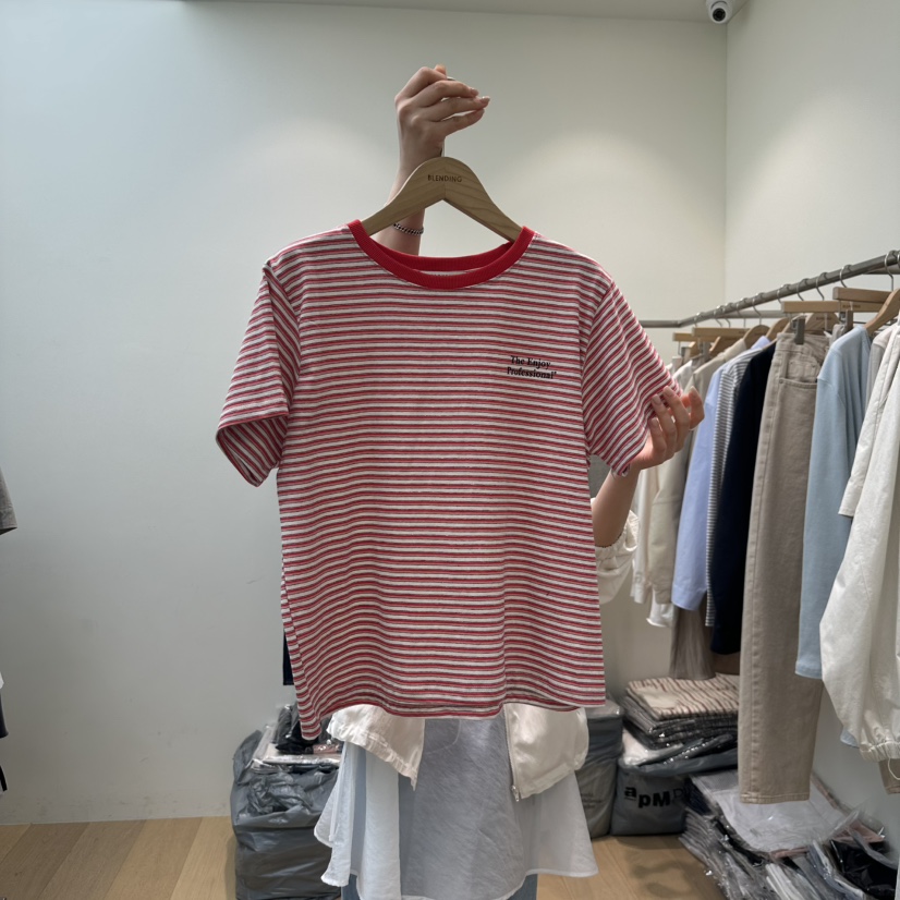 BLENDING-p直郵韓國代購㊣女裝新品25春夏休閑職業人氣T恤BLENDINGT恤圖色2