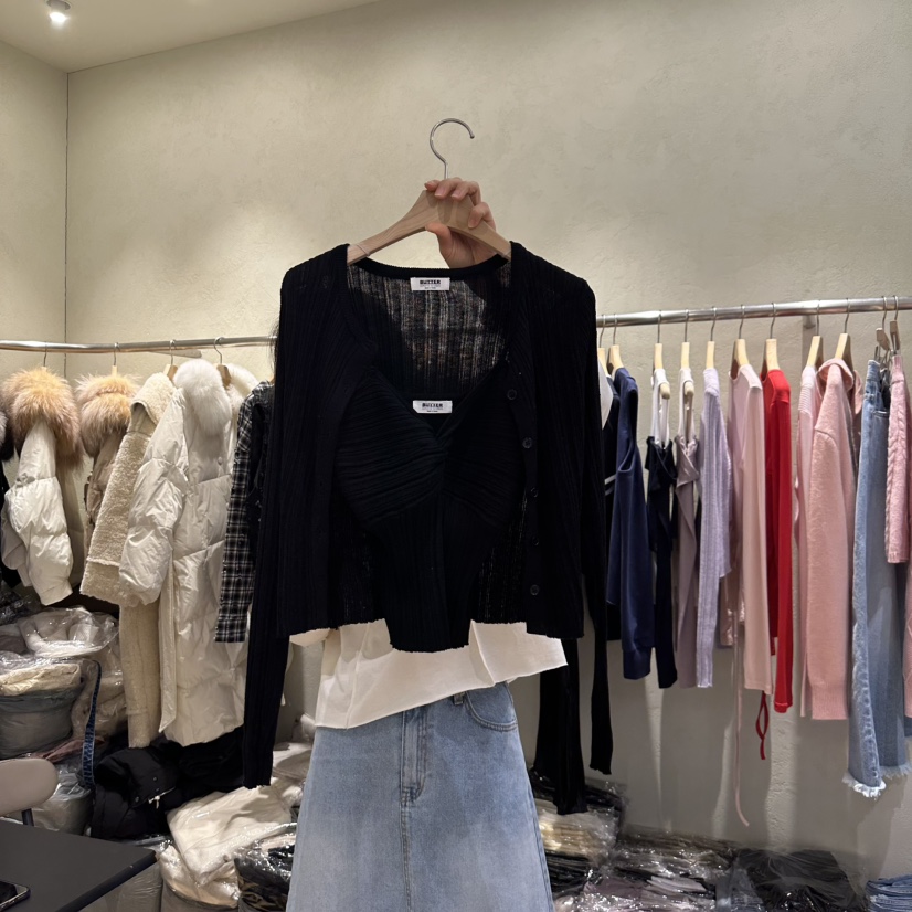 BUTTER-P直郵韓國代購㊣女裝新款25春夏人氣時尚套裝套裝開衫HELVETICA套裝圖色3