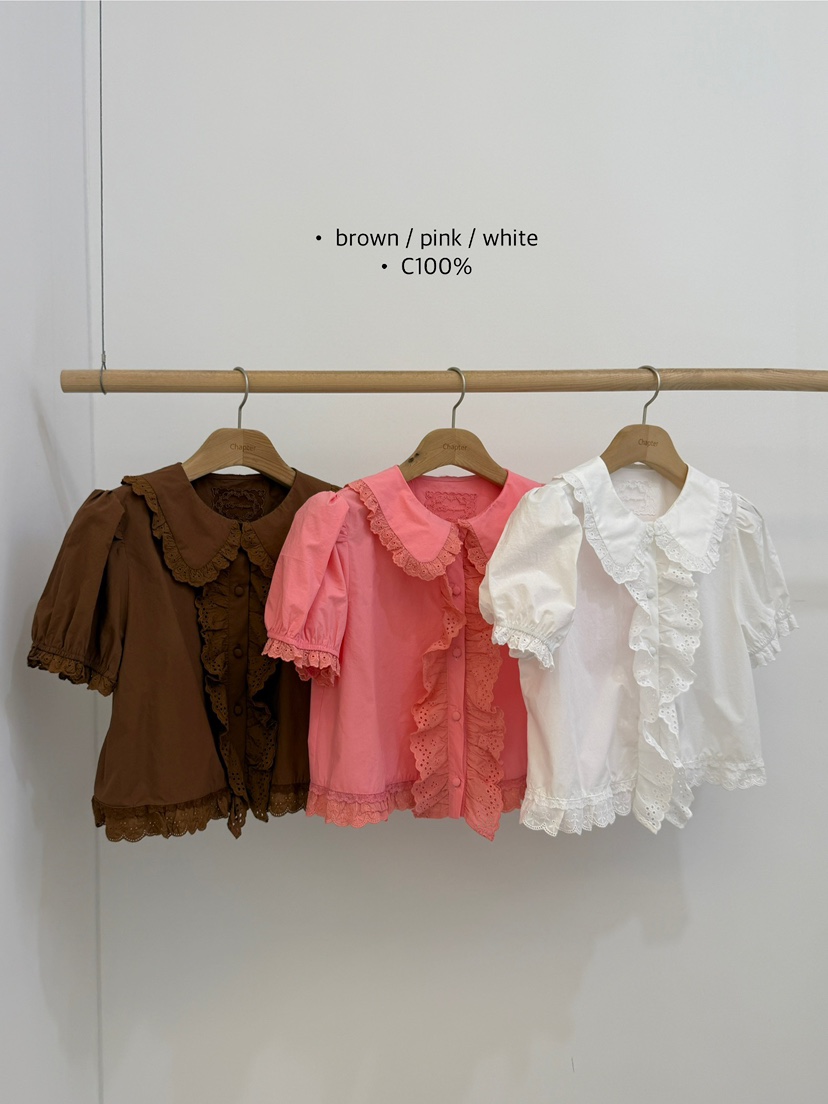 BY CHAPTER韓國㊣直郵東大門代購女裝新品休閑職業襯衫蕾絲衫Chapter襯衫/蕾絲衫