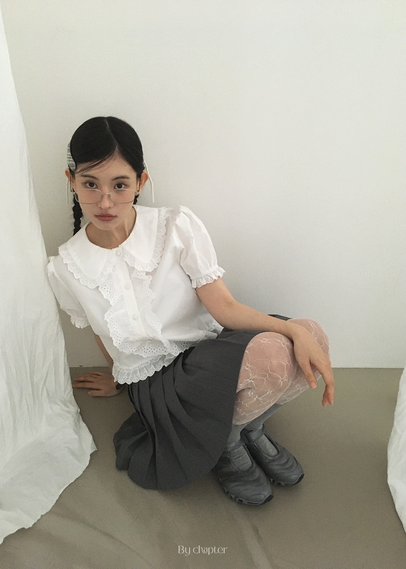 BY CHAPTER韓國㊣直郵東大門代購女裝新品休閑職業襯衫蕾絲衫Chapter襯衫/蕾絲衫