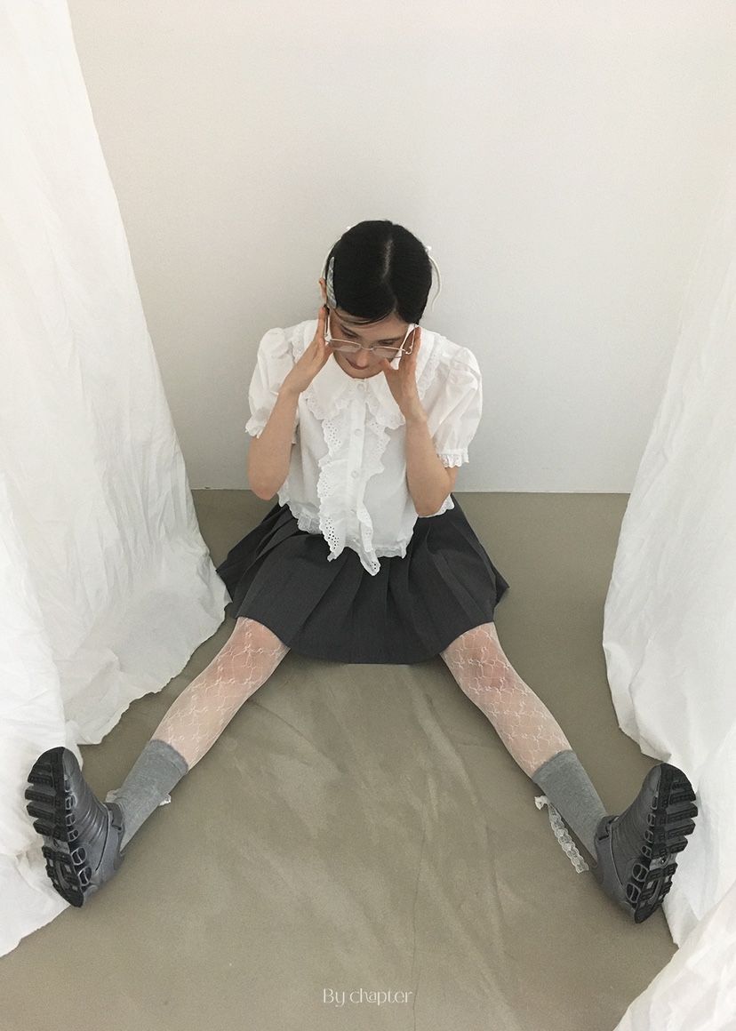 BY CHAPTER韓國㊣直郵東大門代購女裝新品休閑職業襯衫蕾絲衫Chapter襯衫/蕾絲衫