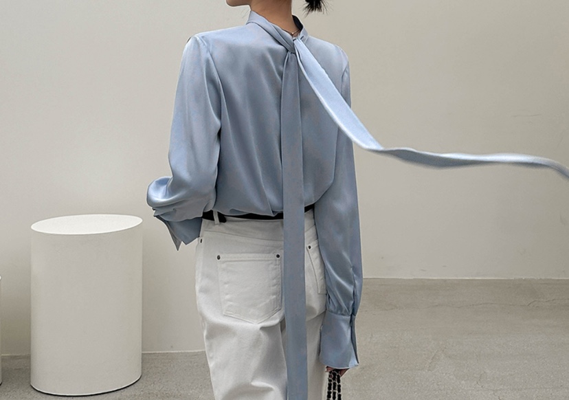 LEA/ASHER-J東大門直郵女士新品職業25春夏襯衫蕾絲衫含脖帶PitaPat襯衫/蕾絲衫