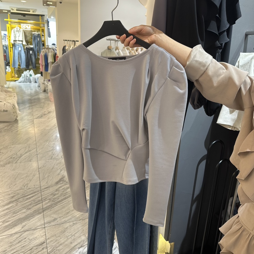 RARE CLOSET韓國直郵㊣女裝新款25春夏休閑職業長袖T恤褶皺RARE CLOSET長袖T恤圖色3