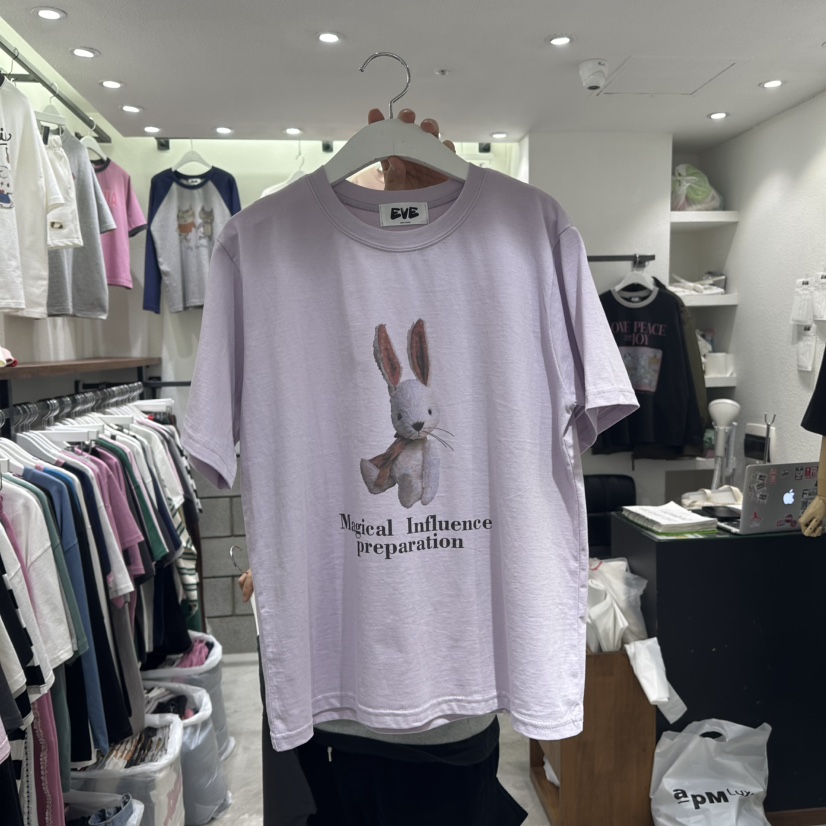 EVE直郵韓國代購㊣女裝新品職業人氣時尚推薦25春夏T恤蝴蝶結EVET恤圖色2