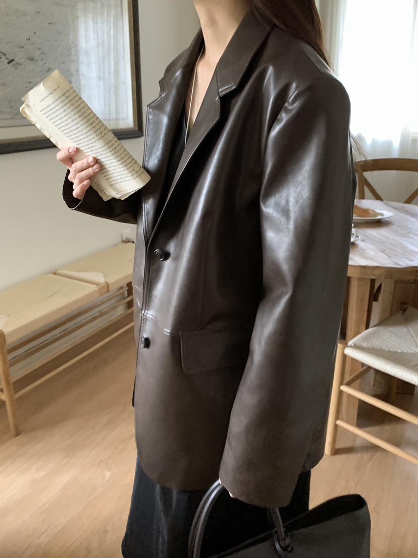 BAKING POWDER韓國直郵㊣女裝新品推薦職業人氣休閑皮衣皮革BAKING POWDER皮衣