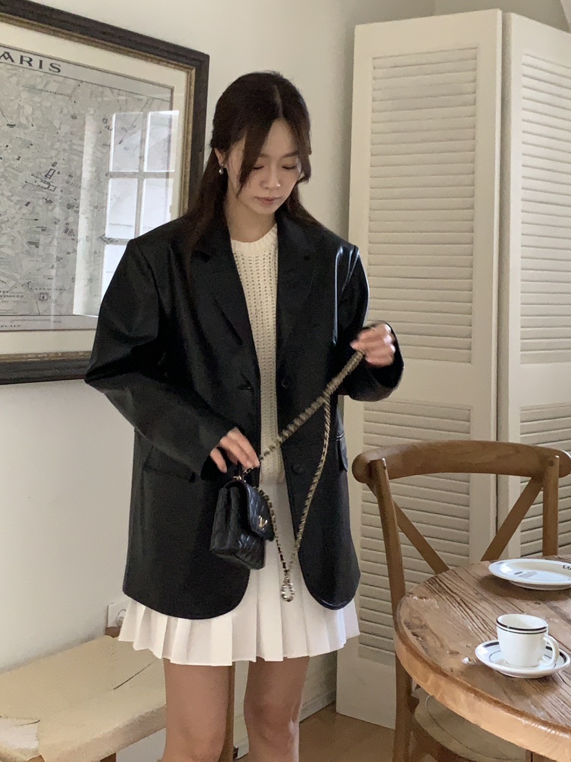 BAKING POWDER韓國直郵㊣女裝新品推薦職業人氣休閑皮衣皮革BAKING POWDER皮衣