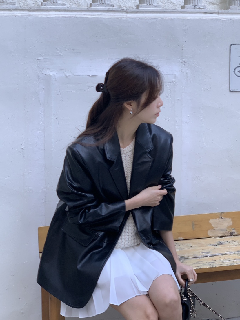 BAKING POWDER韓國直郵㊣女裝新品推薦職業人氣休閑皮衣皮革BAKING POWDER皮衣