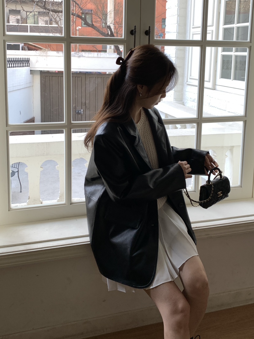 BAKING POWDER韓國直郵㊣女裝新品推薦職業人氣休閑皮衣皮革BAKING POWDER皮衣