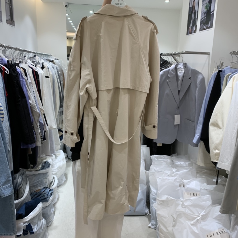 THE REST直郵韓國代購㊣女裝新品休閑職業25春夏長款風衣含腰帶THE REST/UNNOEUD長款風衣
