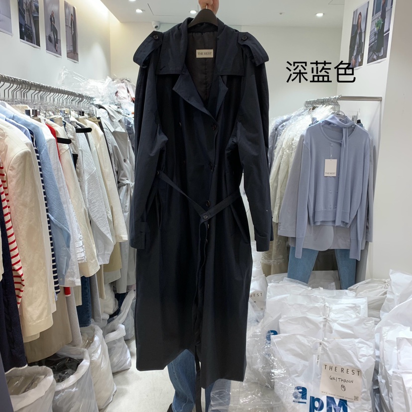 THE REST直郵韓國代購㊣女裝新品休閑職業25春夏長款風衣含腰帶THE REST/UNNOEUD長款風衣圖色2