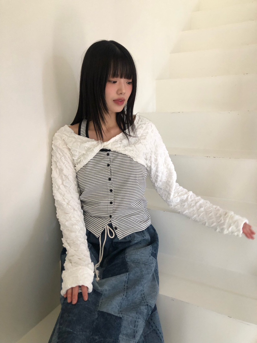 FLASH韓國直郵㊣女裝新品職業熱賣25春夏人氣休閑時尚長袖T恤I LOVE ME長袖T恤圖色1