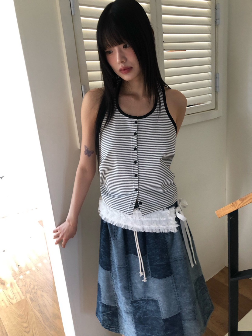 FLASH韓國直郵㊣女裝新款推薦時尚25春夏休閑熱賣人氣吊帶背心I LOVE ME吊帶/背心圖色1