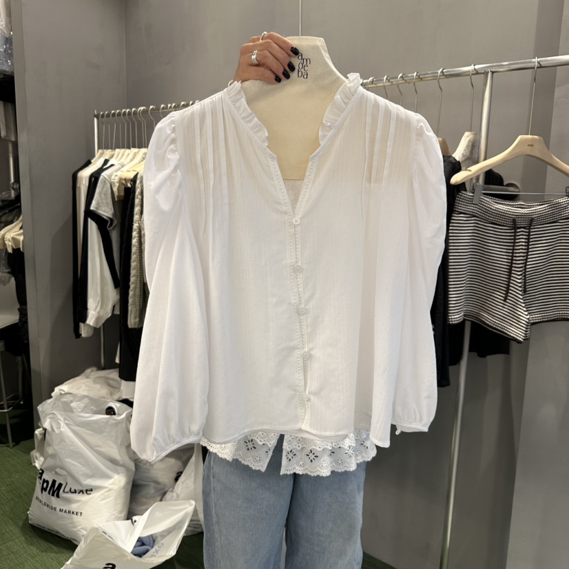 AMOEBA東大門實拍女士新品推薦時尚25春夏真品人氣襯衫蕾絲衫AMOEBA襯衫/蕾絲衫圖色1