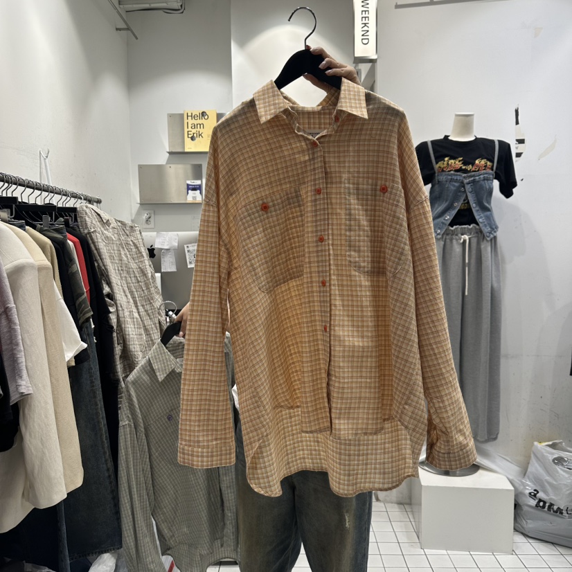 THE WEEKND東大門直郵女士新品休閑熱賣人氣襯衫蕾絲衫格紋CLODE襯衫/蕾絲衫圖色1