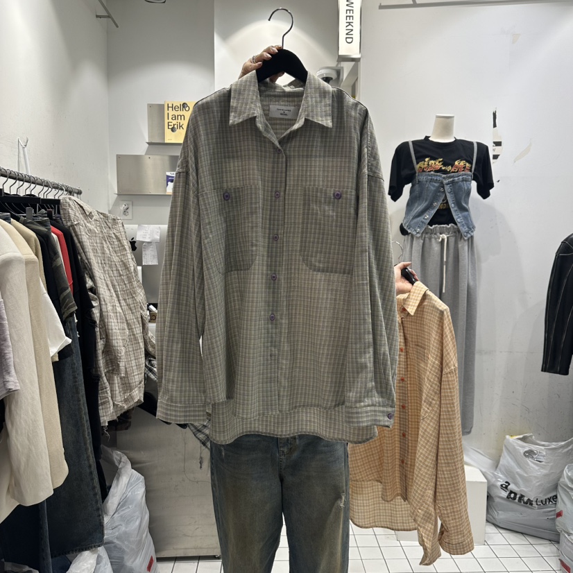 THE WEEKND東大門直郵女士新品休閑熱賣人氣襯衫蕾絲衫格紋CLODE襯衫/蕾絲衫圖色2