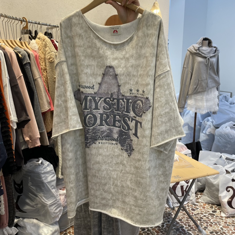 THE LINE-Q東大門代購女士新品25春夏休閑時尚推薦人氣T恤THE LINE-QT恤圖色1