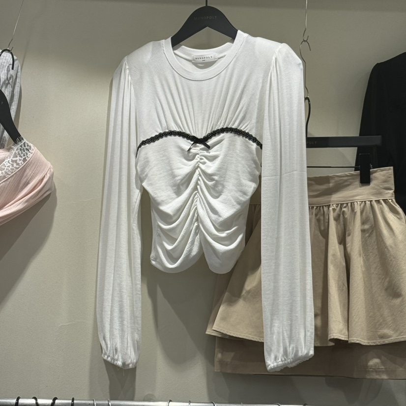 MONOPOLY韓國直郵女士新品25春夏推薦熱賣時尚休閑人氣長袖T恤KC MARKET長袖T恤圖色1