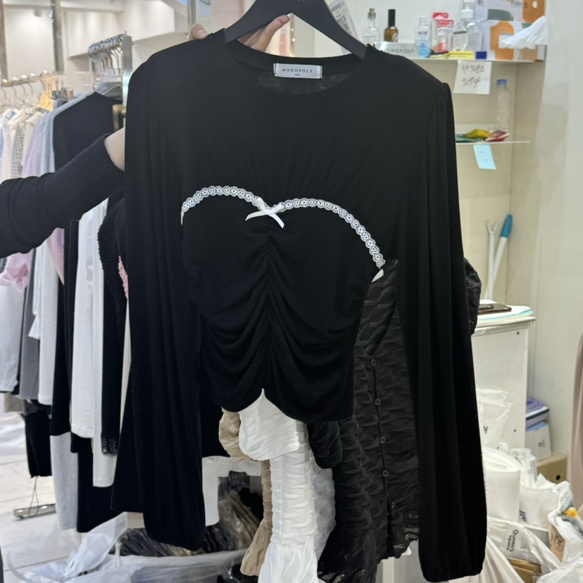 MONOPOLY韓國直郵女士新品25春夏推薦熱賣時尚休閑人氣長袖T恤KC MARKET長袖T恤圖色2