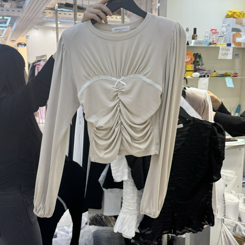MONOPOLY韓國直郵女士新品25春夏推薦熱賣時尚休閑人氣長袖T恤KC MARKET長袖T恤圖色3