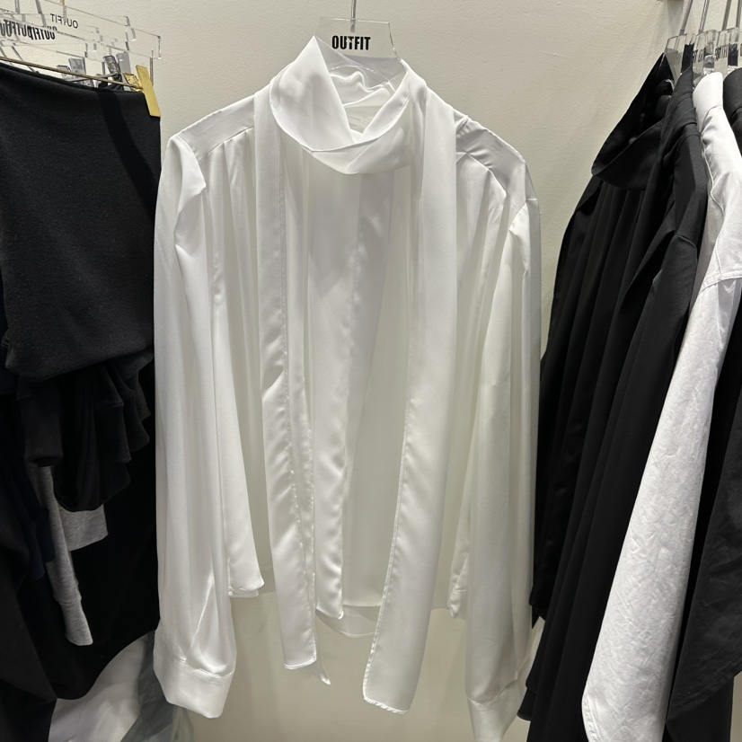 OUTFIT韓國直郵女士新品休閑職業人氣25春夏襯衫蕾絲衫含脖帶OUTFIT襯衫/蕾絲衫圖色1
