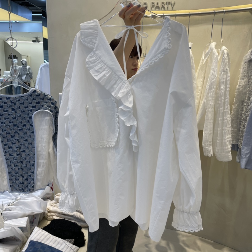 ECHOPARTY韓國代購女裝新品職業熱賣人氣真品25春夏襯衫蕾絲衫ECHOPARTY襯衫/蕾絲衫