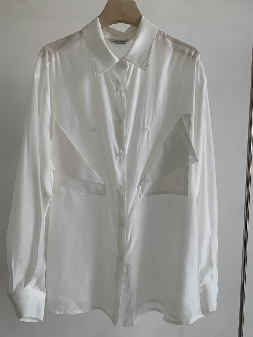 MUSHROOM-A東大門代購女裝新款人氣熱賣襯衫蕾絲衫口袋天絲MUSHROOM襯衫/蕾絲衫圖色1