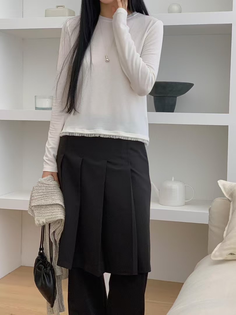 ATTENTION-어텐션-T韓國直郵女裝新品休閑職業25春夏長袖T恤NUMBERING/ATTENTION長袖T恤